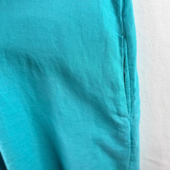 Chico's Linen Popover Shirt Dress Blue Turquoise Womens 3 XL Short Sleeve - Picture 5 of 9